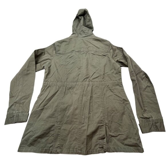 Blue Age Womens Medium Olive Green Utility Parka Jacket Hooded Cotton Military - Picture 2 of 11
